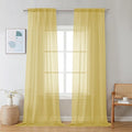 Chyhomenyc Mustard Yellow Sheer Curtains 120 Inches Long - Light Filtering Elegant Voile Extra Long Panel Drapes for Living Room Floor to Ceiling Window, Each 42Wx120L Inch, 10FT, 2 Panels