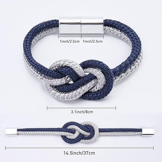 NICEEC 4 Pack Mini Magnetic Curtain Tiebacks Nordic Simple Style Drape Tie Backs Elegant Hand Weave Rope Knot Decorative Curtain Holdbacks for Home & Office Thin Window Drapery (Dark Blue & Grey)