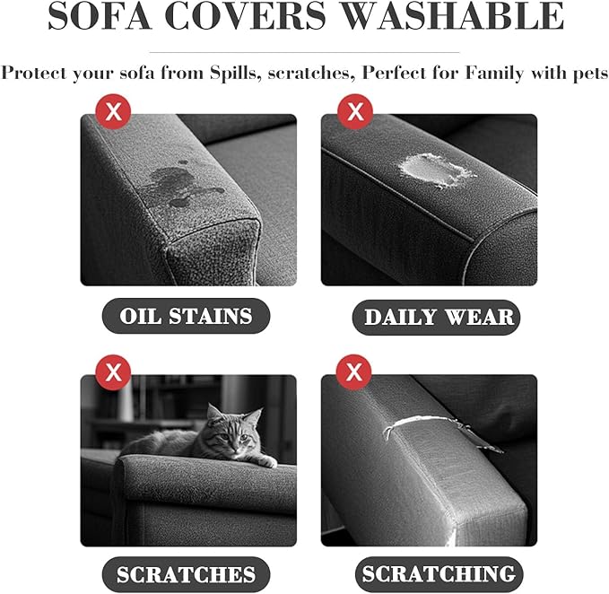 2Pcs Couch Arm Covers, Armrest Cover for Sofa, Sofa Arms Covers Washable Arms with Twist Pins Soft,Skin-Friendly for Pets (Texture Green, Armrest Cover)