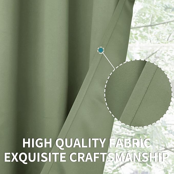 BGment Room Darkening Curtains 54 Inches Long - Grommet Thermal Insulated Drapes Window Treatment Curtains for Bedroom, 2 Panels, 38 x 54 Inch, Grass Green