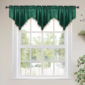 Molaxhome Swag Curtain 51 inch Length Rod Pocket Scalloped Curtain Valance Sheer Lace Panels with Hanging Crystal Beads for Kitchen Bedroom Window Treatments Drape Decor 1pc (Cloth Green, 51Wx23L)