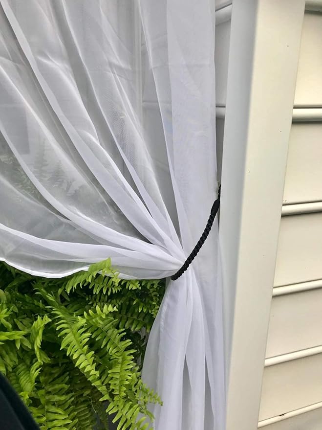 Curtain Tiebacks Ropes, 4pcs Decorative Handmade Tie Backs Curtain Holdbacks Holders Cord for Window Sheer Drapes Indoor Outdoor, Black