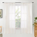 BGment Natural Linen Curtains 63 Inch Length for Living Room - Rod Pocket Textured Light Filtering Window Drapes for Bedroom Farmhouse Lightweight Rustic Decor, 2 Panels Set, 42 X 63 Inch