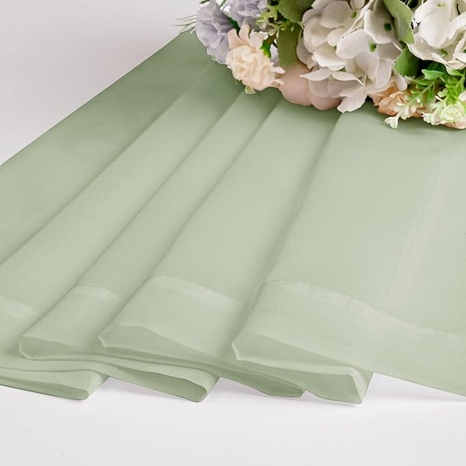 OWENIE Sheer Curtains 72 Inches Long 2 Panels Set, Light Filtering Sheer Curtain Rod Pocket Clear Drapes for Living Room Bedroom Window Sliding Door, Each 42 x 72 Inch, Light Green