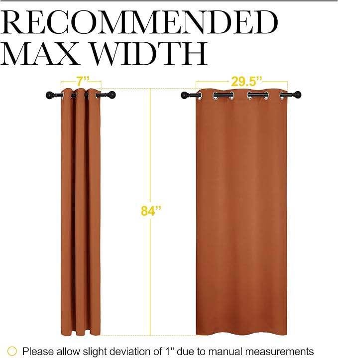 NICETOWN Halloween Blackout Draperies Curtains for Girls Room, Nursery Essential Thermal Insulated Grommet Top Blackout Panels (Burnt Orange, 1 Pair, 34 x 84 inches)