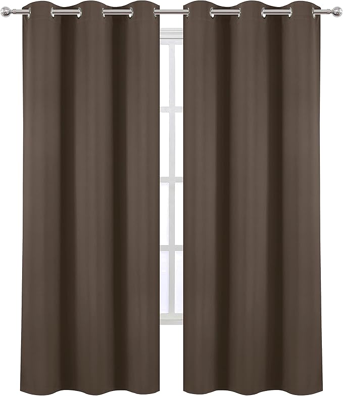 LEMOMO Chocolate Brown Thermal Blackout Curtains/38 x 84 Inch/Set of 2 Panels Room Darkening Curtains for Bedroom