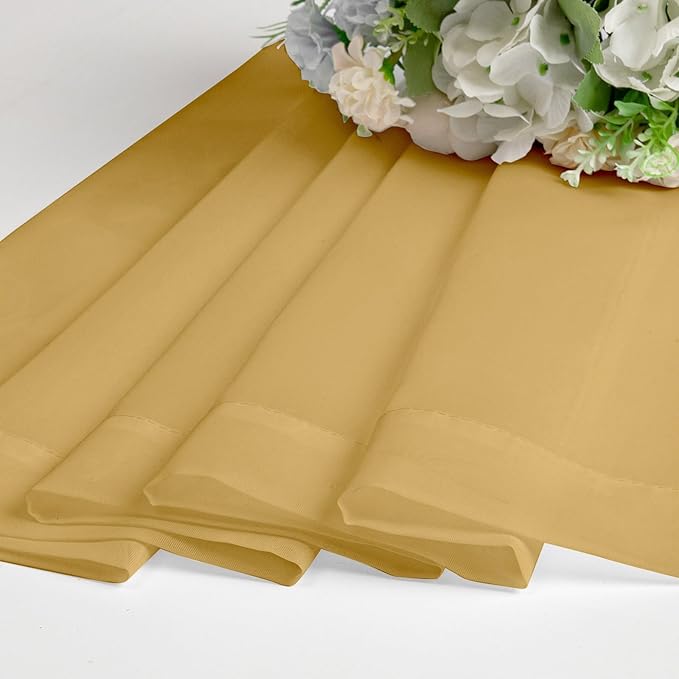 Chyhomenyc Gold Sheer Valances for Windows - Light Filtering Small Kitchen Curtains, Rod Pocket Short Top Window Treatment Decor for Living Room Bathroom Basement, 42Wx16L inches, 2 Panels