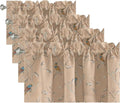 H.VERSAILTEX Blackout Curtain Valances for Kitchen Window/Living Room/Bathroom Privacy Added Rod Pocket Home Decoration Winow Valance, 52" W x 18" L, Birds in Taupe (Pack of 4)