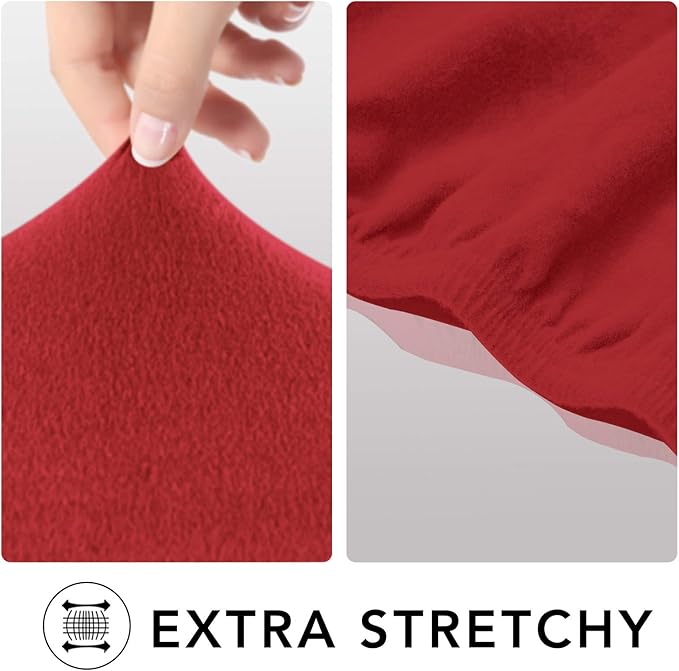 PureFit Super Stretch Sofa Slipcover – Spandex Non Slip Soft Couch Sofa Cover, Washable Furniture Protector with Non Skid Foam and Elastic Bottom for Kids, Pets （Sofa, Red）