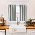 RYB HOME 100% Blackout Short Curtains for Small Window, Thermal Insulated Total Room Darkening Noise Reducing Curtains for Kitchen Bathroom Basement, 34 inches Wide by 48 inches Long, Silver Grey