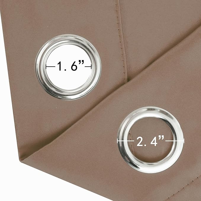 LEMOMO Blackout Curtains 66 x 54 Inch Long Cappuccino Curtains Set of 2 Panels Room Darkening Curtains for Bedroom and Living Room