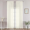 Chyhomenyc Ivory Sheer Curtains 96 Inch Length 2 Panels Set, Light Filtering Tufted Textured Soft Airy Rod Pocket Gentle Leaf Window Treatment Drapes for Bedroom Living Room, 42" Wx96 L, 2PCS