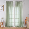 Sage Green Sheer Curtains for Bedroom Living Room 96 Inches Long 2 Panels, Modern Airy Soft Lightweight Rod Pocket Light Filtering Sheer Curtains Drapes, Each 59" Wx96 L Inch