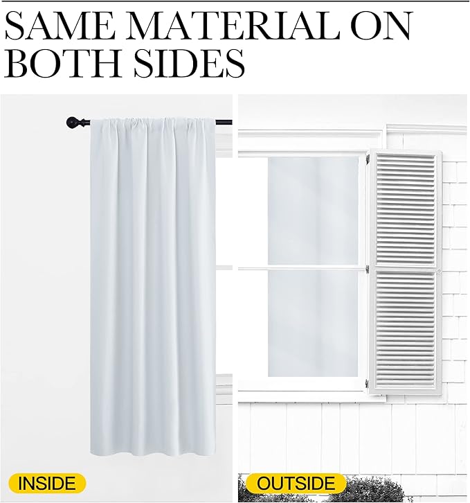 NICETOWN Greyish White Bedroom Curtain Panels - Multi-Function Noise Reducing Performance Window Treatment Thermal Insulated Rod Pocket Room Darkening Drapes for Nursery (2 Panels, 52 by 84)