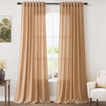 Camel Linen Curtains 90 Inch Length 2 Panels Set for Living Room Rod Pocket Back Tab Window Drapes Light Filtering Elegant Farmhouse Curtain 90 Inches Long for Dining Room Bedroom Nursery 52x90
