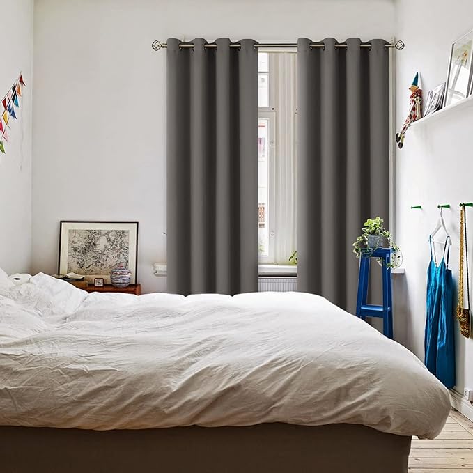 BGment Blackout Curtains - Grommet Thermal Insulated Room Darkening Bedroom and Living Room Curtains, Set of 2 Panels (52 x 108 Inch, Grey)