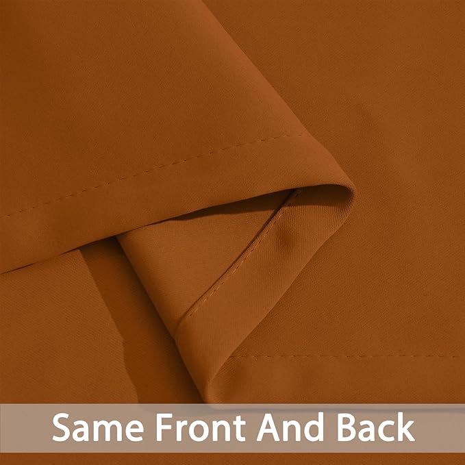 Yakamok Burnt Orange Blackout Curtains 63 Inches Length with Grommet Orange Room Darkening Thermal Insulated Curtain Set of 2 Panels for Bedroom Living Room, 52W x 63L, 2 Drapes