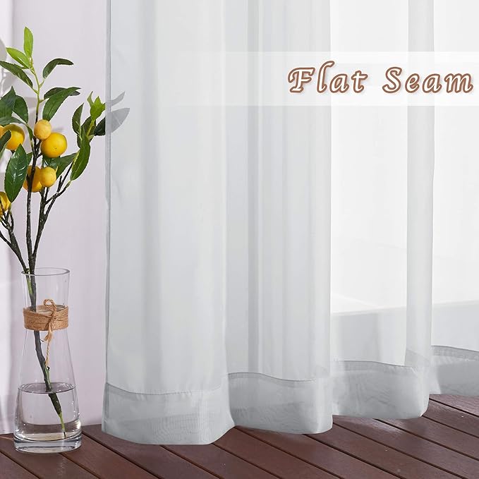 NICETOWN Thin Sheer Curtain Panels - Lightweight Voile Curtains Window Treatment (Light Gray, 2-Pack, 54" Wide x 45" Long)