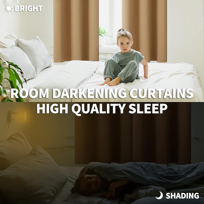 BGment Blackout Curtains for Living Room - Grommet Thermal Insulated Room Darkening Curtains for Bedroom, 2 Panels of 52 x 84 Inch, Khaki