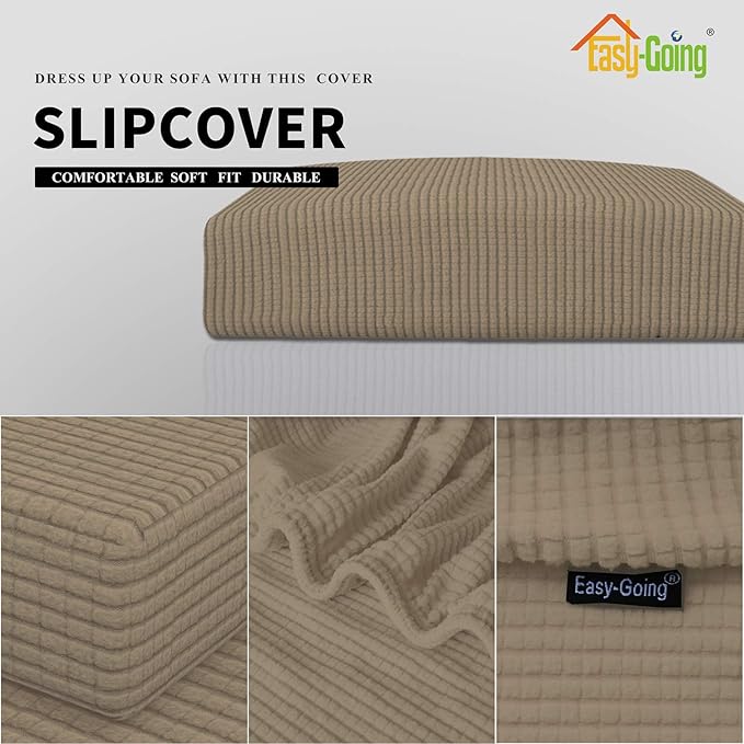 Easy-Going Stretch Cushion Cover Sofa Cushion Furniture Protector Sofa Seat Sofa slipcover Sofa Cover Soft Flexibility with Elastic Bottom(Sofa Cushion,Natural)