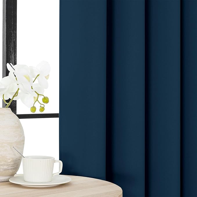 Joydeco Blackout Curtains 72 Inch Length 2 Panels Set, Thermal Insulated Long Curtains& Drapes 2 Burg, Room Darkening Grommet Drapes for Living Room Bedroom Window (Navy Blue, W52 x L72 Inch)