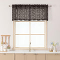 Chyhomenyc Chocolate Sheer Valances for Windows 18 Inch Length 2 Pcs, Light Filtering Leaf Textured Cafe Short Kitchen Curtains, Top Small Curtain for Living Room Bedroom Basement, 42" W x 18" L