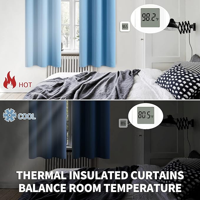 BGment Room Darkening Curtains 72 Inches Long - Grommet Thermal Insulated Drapes Window Treatment Curtains for Bedroom, 2 Panels, 42 x 72 Inch, Sky Blue