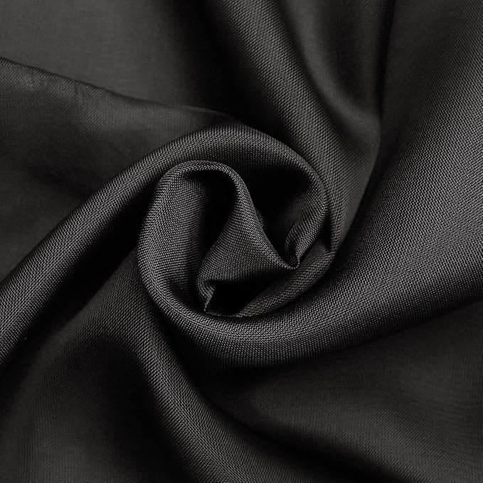 SpaceDresser Sheer Voile Window Treatment Rod Pocket Curtain Panels for Kitchen Bedroom Living Room Drapes Sunlight Filtering Privacy Semi Home Decor Assorted (Black, 52 W x 90 L)