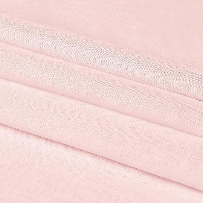 DWCN Blush Pink Sheer Curtains Semi Transparent Voile Rod Pocket Curtains for Bedroom and Living Room, 52 x 45 inches Long, Set of 2 Panels