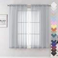 Lecloud Light Grey Sheer Curtains 63 Inch Length 2 Panels, Light Filtering Solid Voile Living Room Silver Gray Curtain & Panel, Dual Rod Pockets Gauzy Window Kitchen Bedroom Drapes, 40X63 Inches
