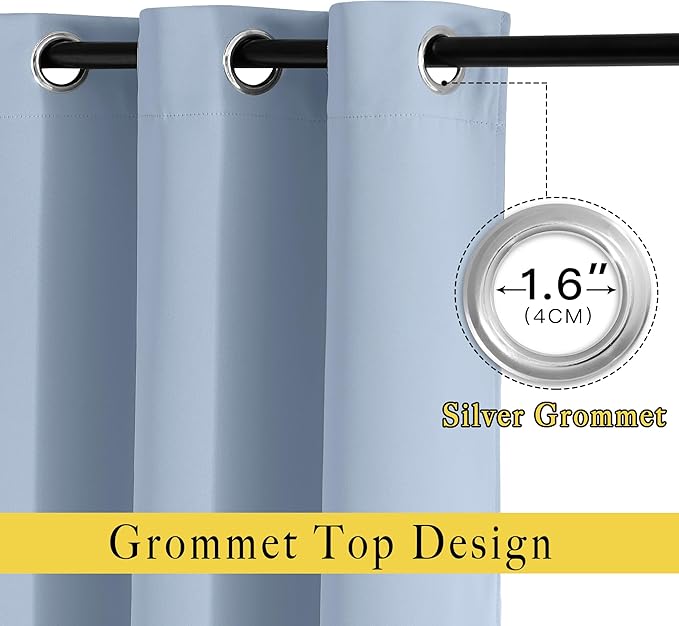 NICETOWN Bedroom Blackout Curtains 90 inches Long 2 Panels Set - Room Darkening Energy Saving Thermal Insulated Grommet Window Treatments Draperies for Living Room (Vintage Blue, W46 x L90)