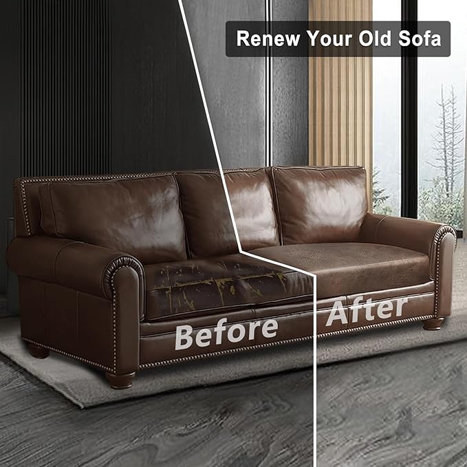 Leather Look Couch Cushion Covers Sofa Seat Slipcovers Sets Couches Furniture Protector for Sectional Armchair Loveseat Pets Kids Stretch Spandex Fabric (1 Cushion Sofa, Light Brown)