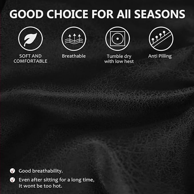 Leather Look Couch Cushion Covers Sofa Seat Slipcovers Sets Couches Furniture Protector for Sectional Armchair Loveseat Pets Kids Stretch Spandex Fabric (1 T-Cushion Sofa, Black)