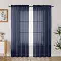 Gwine Navy Blue Sheer Curtains 72 Inches Long 2 Panels Set for Front Door, Light Filtering Sheer Curtains for Living Room, Rod Pocket Window Treatments Drapes, Each 42" Wx72 L