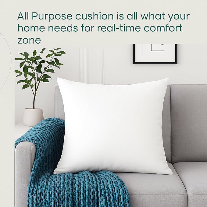 LANE LINEN 24x24 Pillow Inserts - Set of 2 Lightweight Down Alternative Square Pillows, White Throw Pillows for Bed, Decorative Pillows for Couch Bed, Firm Pillows for Living Room