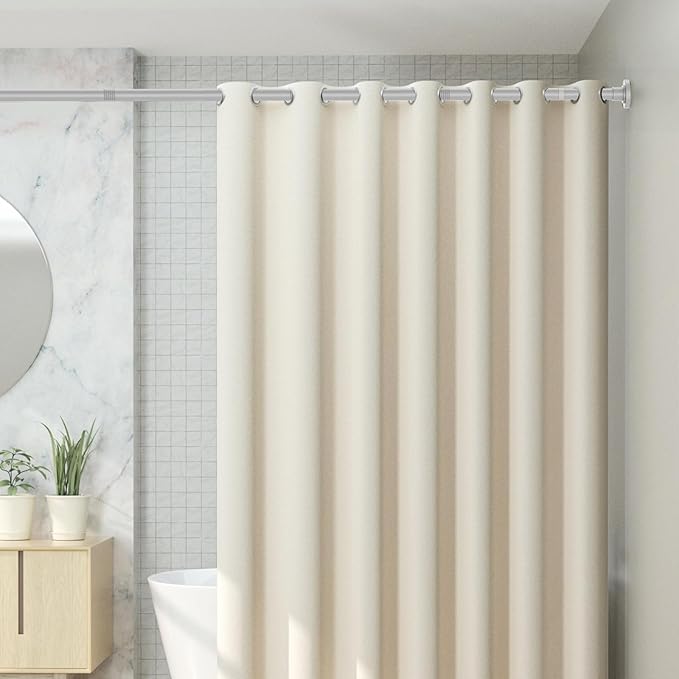 CorkLatta Silver Shower Curtain Rod 31 to 104 Inch,1 Inch Diameter Adjustable Spring Tension Curtain Rod No Drilling Stainless Steel Telescoping Rod,No Rust