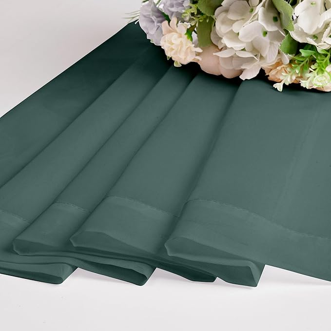 Chyhomenyc Sheer Valances for Windows 2 Pack, Small Window Curtains for Living Room Bathroom Cafe Laundry Basement, Modern Top Dual Rod Pocket Voile Curtain, 42W x 18L inches, Hunter Green