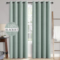MIULEE Linen Texture Curtains for Bedroom Solid 100% Blackout Thermal Insulated Seafoam Green Curtains Grommet Room Darkening Draperies for Living Room Nursery 52x108 Inch (2 Panels)