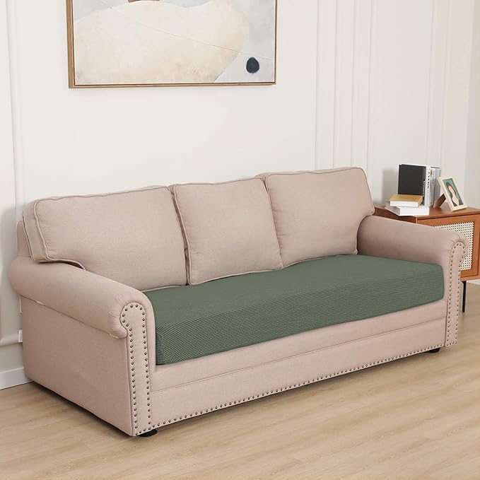 Easy-Going Stretch Cushion Cover Sofa Cushion Furniture Protector Sofa Seat Sofa slipcover Sofa Cover Soft Flexibility with Elastic Bottom(Sofa Cushion, Greyish Green)