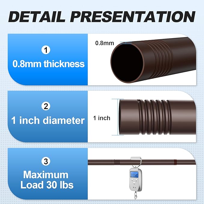CorkLatta Bronze Shower Curtain Rod 31 to 68 Inch,1 Inch Diameter Adjustable Spring Tension Stainless Steel Telescoping Rod,Easy Install,No Rust