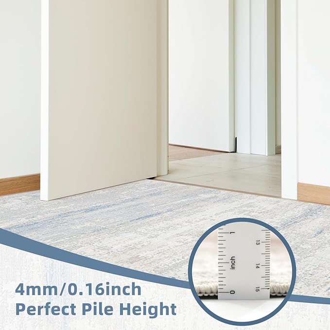 Washable Rug 6x9 Area Rugs for Living Room- Modern Abstract Rugs for Bedroom,Dining Room, Large Soft Low Pile Carpet with Non Slip Rubber Backing,Neutral Accent Rug for Nursery Home Office