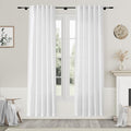 Nanspring White Semi Sheer Linen Curtains 80 Inch Length 2 Panel Set Thermal Insulated Back Tab Drapes for Bedroom Dining Room Classroom Privacy Light Filtering Windows 40x80 Inch