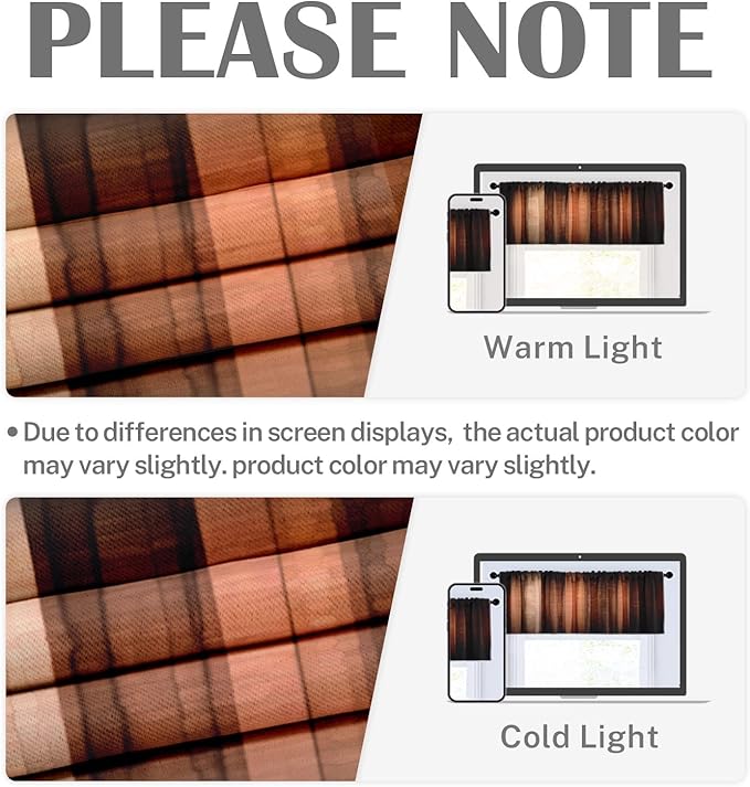 Emvency 2 Pack Valances Window Treatments, Orange Copper Vintage Stripe Blackout Drapes Adjustable Curtain for Windows Living Room Kitchen Over Sink, 52x18 Inch Rod Pocket Valances