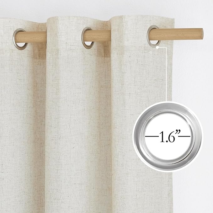 NICETOWN Textured Linen Sheer 108 inch Curtains, Grommet Privacy Translucent with Light Filter Thick Flax Sheer Drapes for Bedroom Porch/Patio, Natural, W42 x L108, 2 Panels