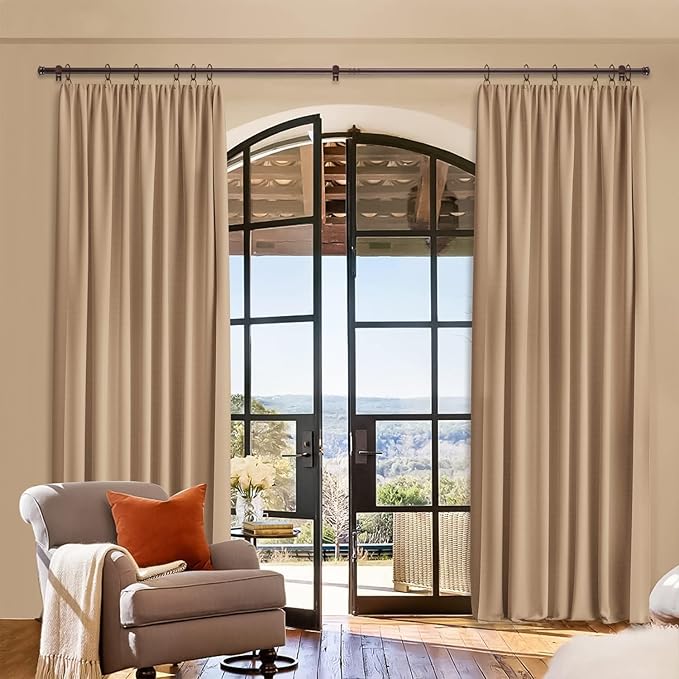 Curtain Rods 2 Pack 5/8 inch Brown Curtain Rods for Windows 30 to 88 Inch with Brackets Easy to Install for Bedroom Living room Kitchen