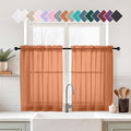 Orange Small Sheer Curtains 2 Panels Set, Kitchen Curtains 36 Inch Length, Elegant Light Filtering Short Window Drapes for Living Room Bedroom, Dual Rod Pocket Design, 2x42Wx36L Inches
