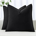 MIULEE Decorative Linen Pillow Covers 18x18 Inch Black Boho Farmhouse Neutral Couch Throw Pillows for Halloween Bed Pack of 2 Accent Modern Pillowcase Sofa Livingroom Home Decor