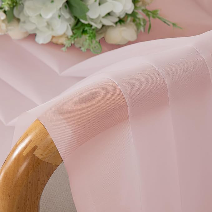 OWENIE Extra Long Sheer Curtains 96 Inches Long, Rod Pocket Airy Solid Blush Sheer Panels, Elegant Voile Sheer Curtains & Drapes for Living Room Bedroom 2 Panels Set, Each 42Wx96L inch