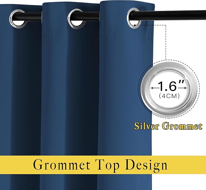 NICETOWN Blackout Curtains and Drapes for Window 95" L - Triple Weave Energy Saving Thermal Insulated Solid Grommet Blackout Panels for Patio (80" Wide per Panel, 2 Panels, Moroccan Blue)
