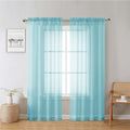 Lecloud Aqua Sheer Curtains for Living Room 72 Inches Long 2 Panels, Dual Rod Pockets Solid Window Curtains for Bedroom, Modern Farmhouse Decor Voile Light Filtering Drapes, Each Panel 42" W x 72" L